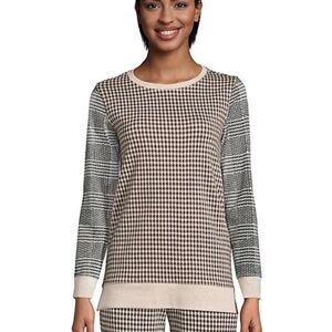 Lands End Brown‎ Black Houndstooth Sweater